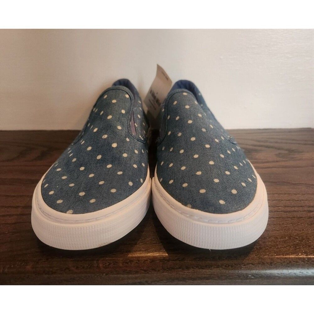 GAP Kids Girls Slip-on Sneakers Blue Denim Polka Dot Print Kids Size 3